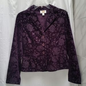 Talbots Purple Brocade Velvet Blazer Jacket Size 4